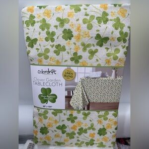Colordrift St Patrick's Tablecloth Shamrock lucky Clover Garden Irish 104” X 60”